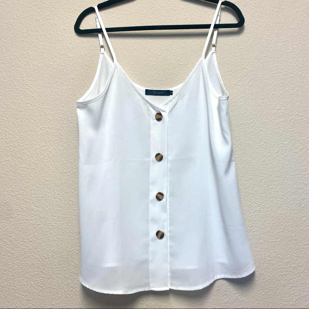 Women’s white button down cami tank top. Sz SM, adjustable straps - Picture 3 of 10